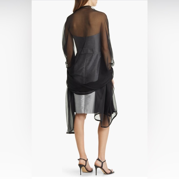 💯 Silk Huge Satin Border Chiffon Scarf , Brand New With Tags - Picture 5 of 12